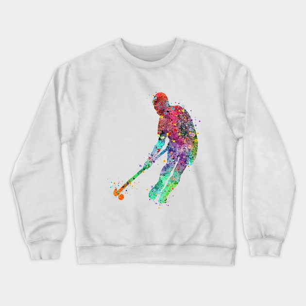 Field Hockey Player Watercolor Sport Crewneck Sweatshirt by LotusGifts